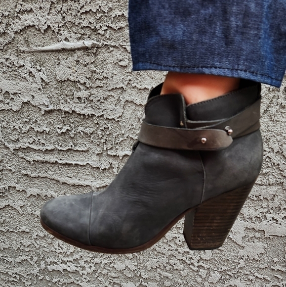 Rag & Bone Harrow Grey Suede Block Heel Booties - Picture 12 of 15